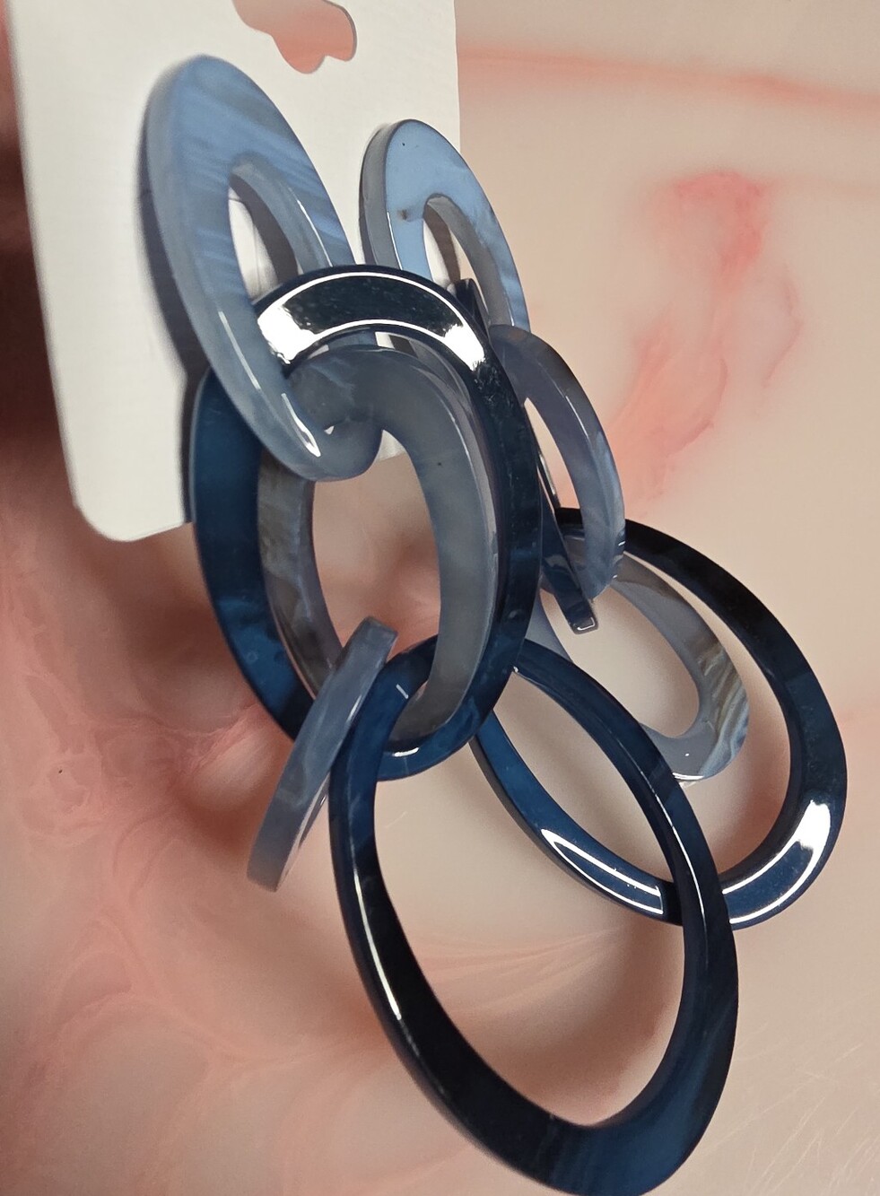 Blue Links with Marbeling Statement Earrings